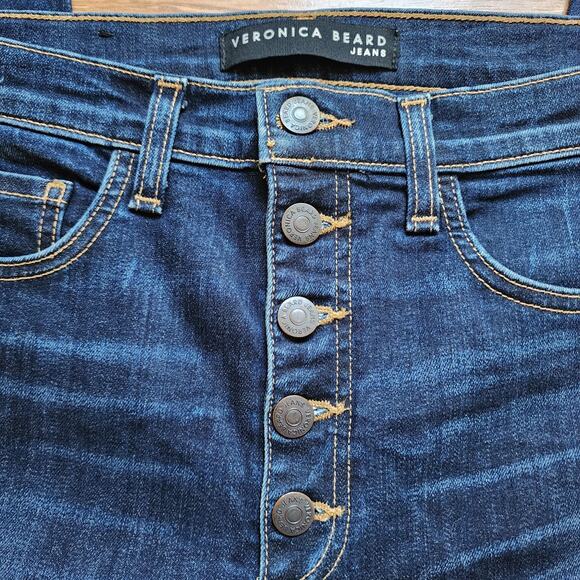 Veronica Beard Jeans Womens Size 30 Carolyn 10" Baby Boot Dark Wash Gold Stripe - Picture 9 of 11